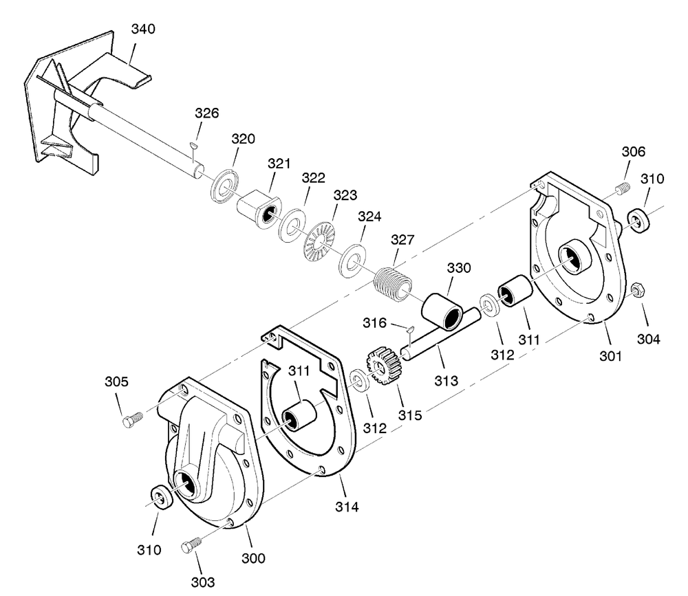 Gear Case Diagram and Parts List for 629119X31A 2004 Briggs and Stratton Snow Blower